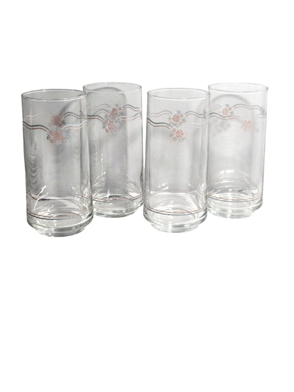 4 Corelle English Breakfast Tumblers 6" drinking glasses delicate rose 16oz - Picture 3 of 9